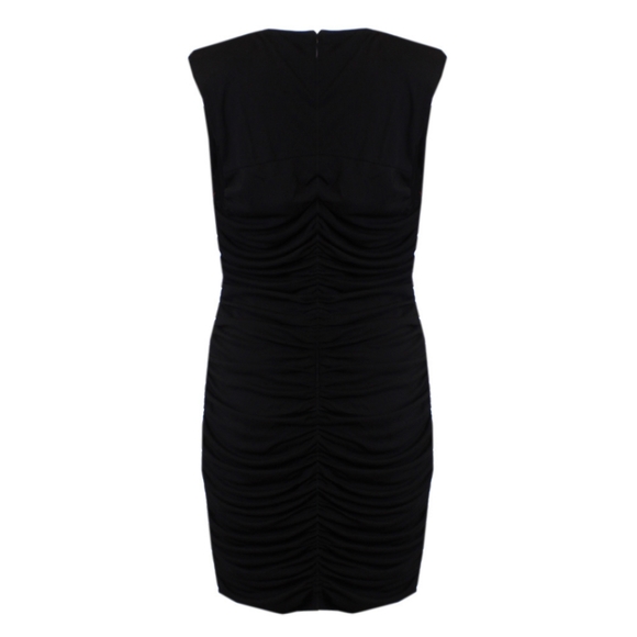 Draped Mini dress Size XS, Round neck Sleeveless Cut-Out Black, HOT & DELICIOUS - Picture 4 of 5